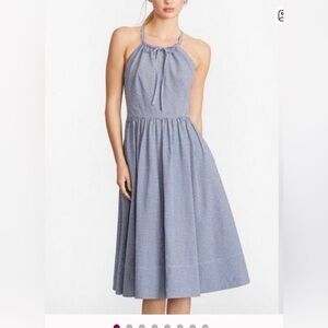 Perfect Brooks Brothers Gingham Cotton Midi Dress Blue White Size 12